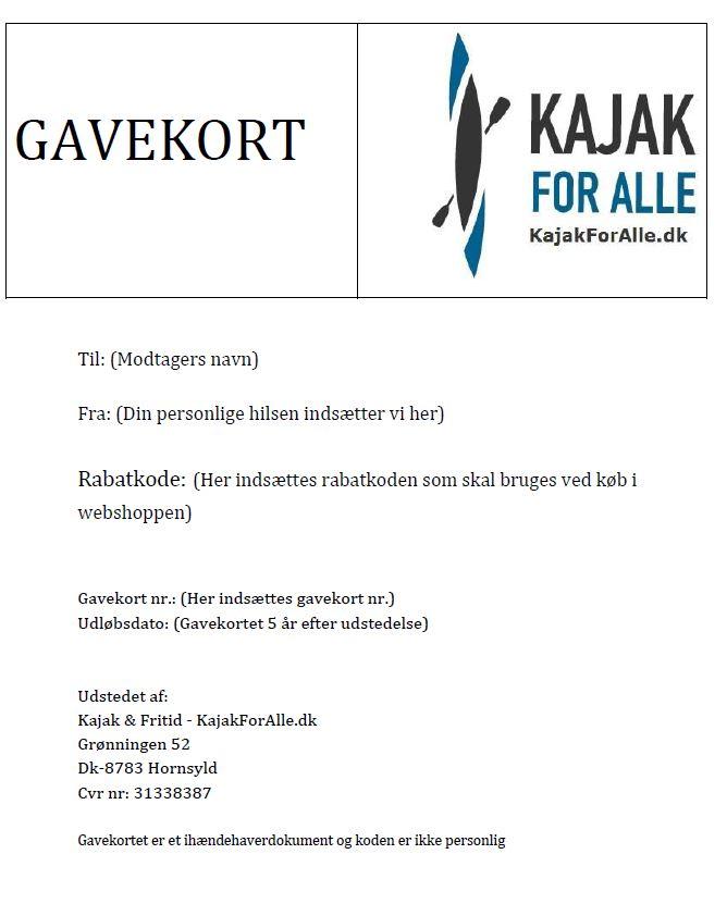 Gavekort Til Kajakforalle Dk