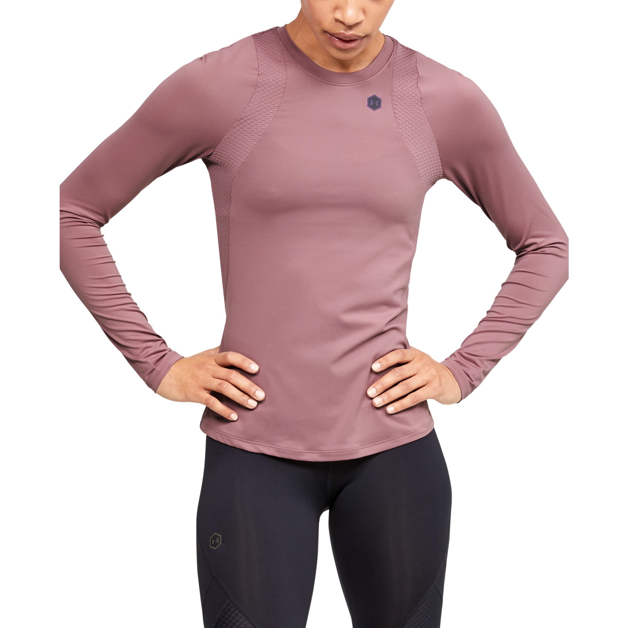 Kvinders Under Armour   Rush Longsleeve Fitted   Hushed Pink Xl