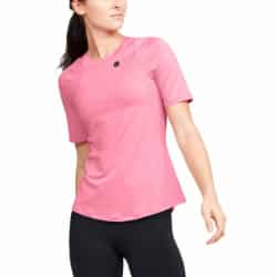 Kvinders Under Armour   Rush T Shirt Fitted   Lipstick   Metallic Silver Xs