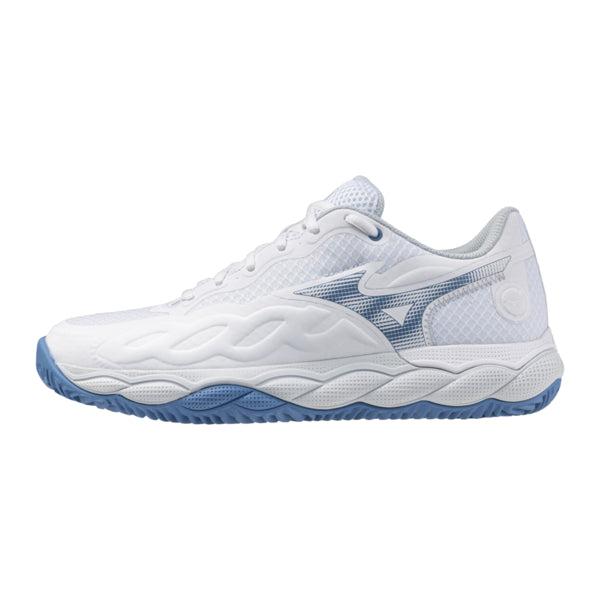 Mizuno Wave Enforce Court Cc Women  White Parisian Blue Plein Air    36 5