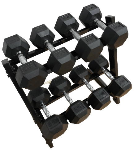 Odin 130kg Hex Set Pakketilbud  4 Sæt Håndvægte   Rack