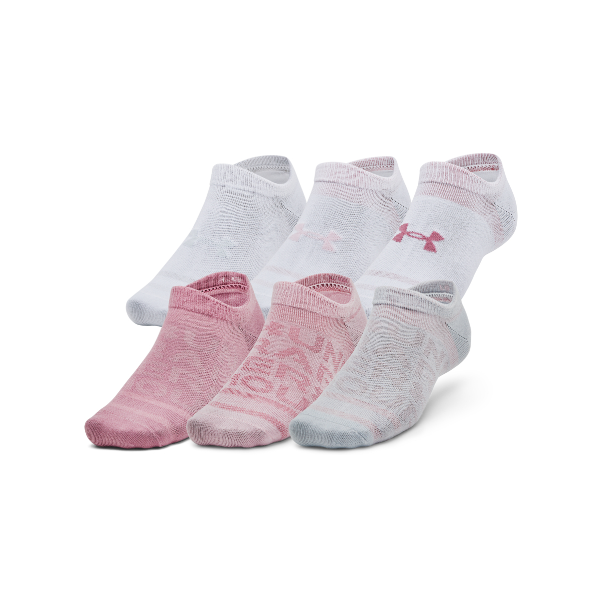 Under Armour Unisex Essential No Show Socks   6 Pack   Pink Elixir S