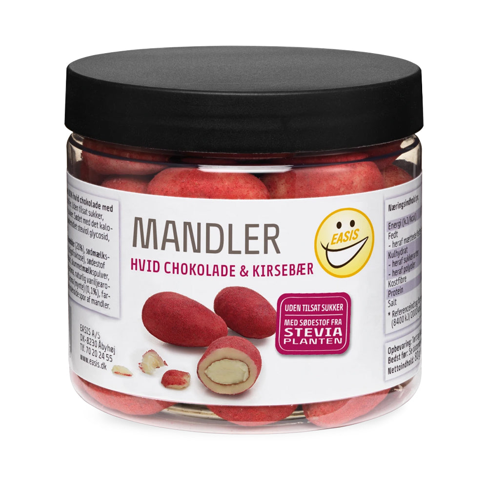 Easis Mandler Og Choko Knas  80g    Mandler Hvid Chokolade   Kirsebær   Slik   Chips