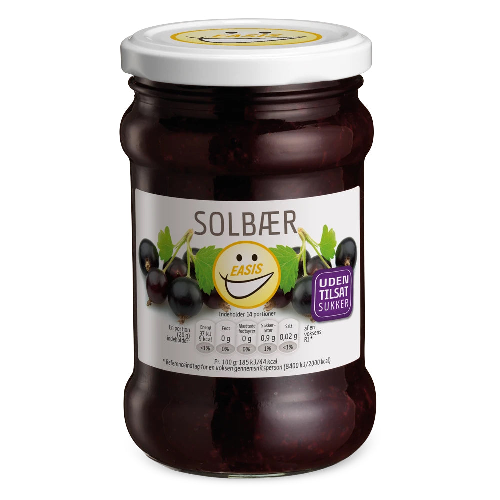 Easis Marmelade  285g    Solbær   Obs  Bedst Før 6 3 25   Dressinger   Toppings