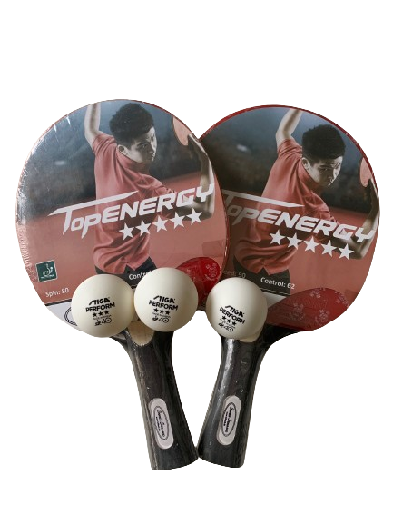 2 Stk  Top Energy 5 Stjernede Bordtennisbat   3 Stk  Stiga 3 Stjernede Bolde